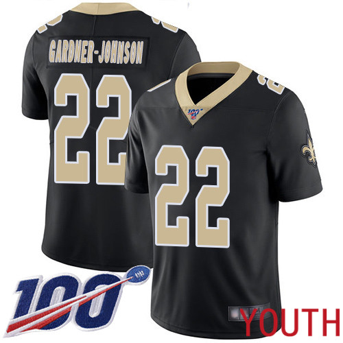 New Orleans Saints Limited Black Youth Chauncey Gardner Johnson Home Jersey NFL Football 22 100th Season Vapor Untouchable Jersey